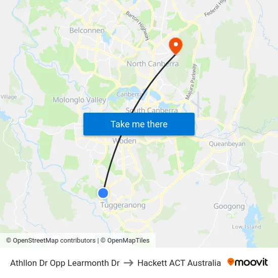Athllon Dr Opp Learmonth Dr to Hackett ACT Australia map