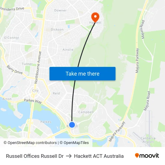 Russell Offices Russell Dr to Hackett ACT Australia map