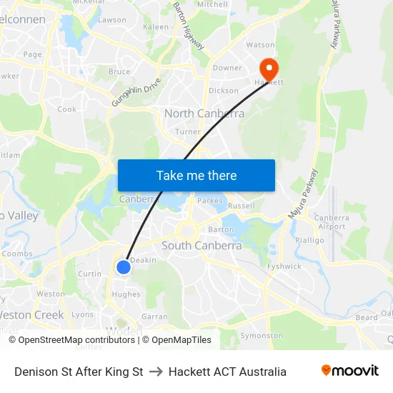 Denison St After King St to Hackett ACT Australia map