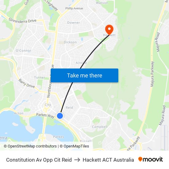 Constitution Av Opp Cit Reid to Hackett ACT Australia map