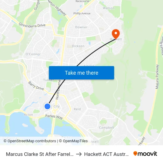Marcus Clarke St After Farrell Pl to Hackett ACT Australia map