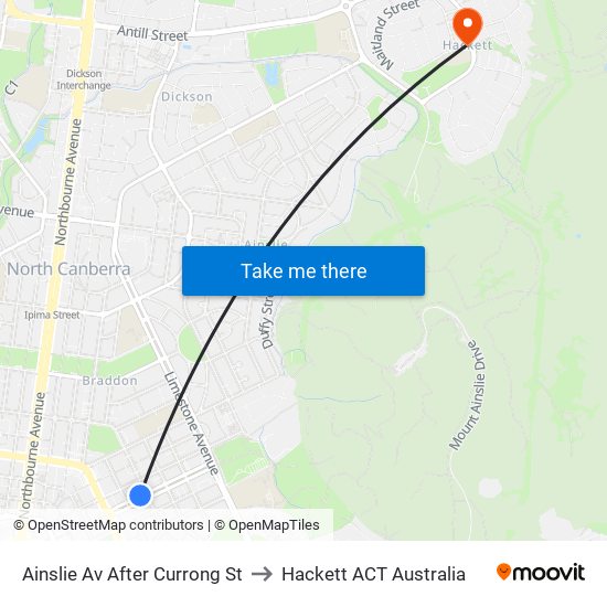 Ainslie Av After Currong St to Hackett ACT Australia map