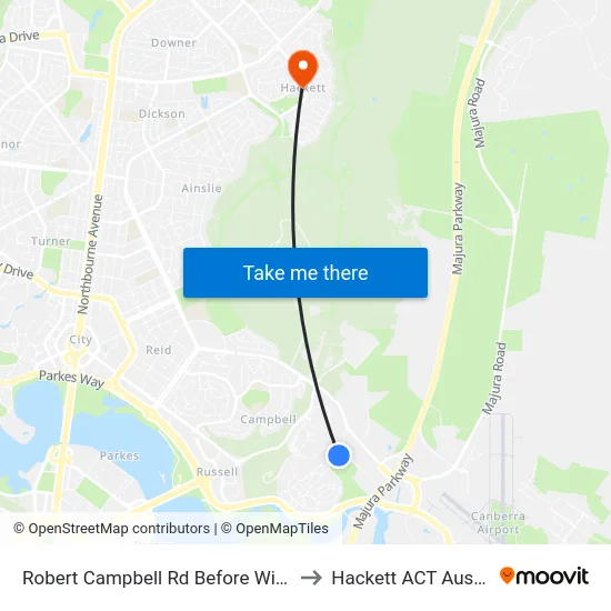 Robert Campbell Rd Before Wilton Rd to Hackett ACT Australia map