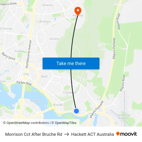 Morrison Cct After Bruche Rd to Hackett ACT Australia map