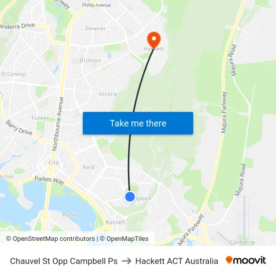 Chauvel St Opp Campbell Ps to Hackett ACT Australia map