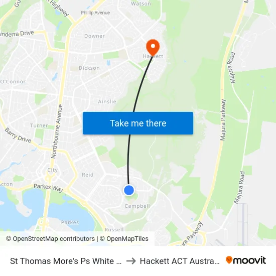 St Thomas More's Ps White St to Hackett ACT Australia map