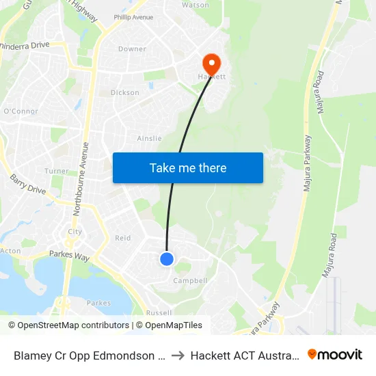 Blamey Cr Opp Edmondson St to Hackett ACT Australia map