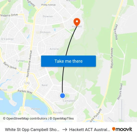 White St Opp Campbell Shops to Hackett ACT Australia map