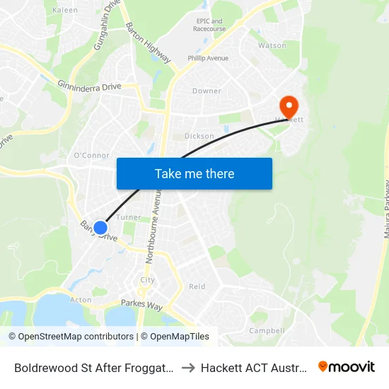 Boldrewood St After Froggatt St to Hackett ACT Australia map