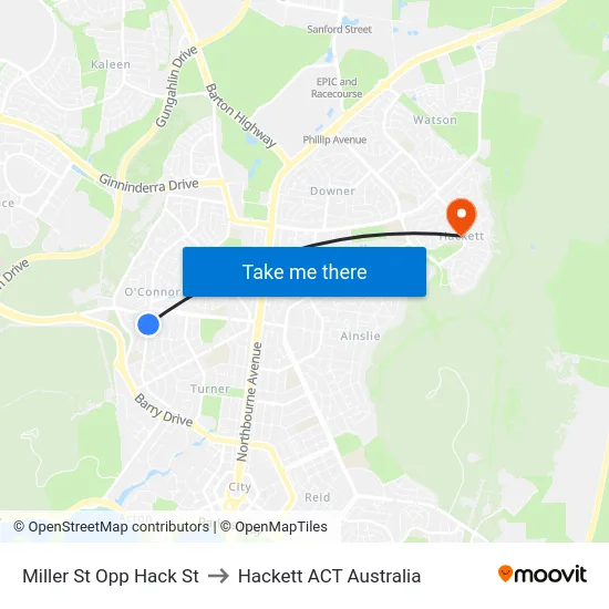 Miller St Opp Hack St to Hackett ACT Australia map