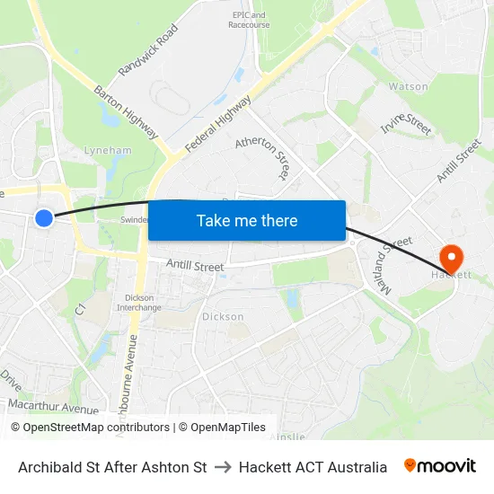 Archibald St After Ashton St to Hackett ACT Australia map