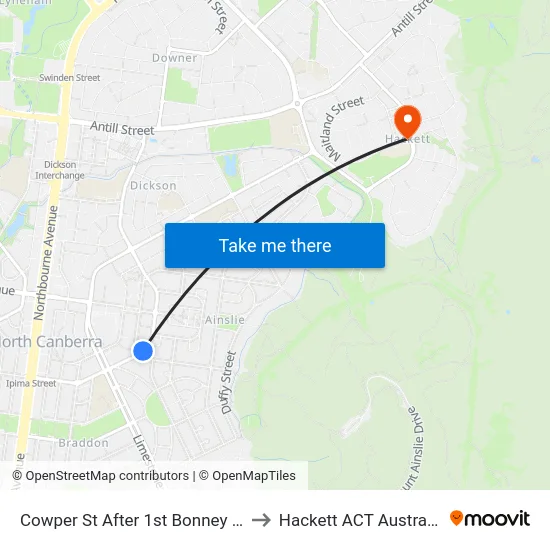 Cowper St After 1st Bonney St to Hackett ACT Australia map
