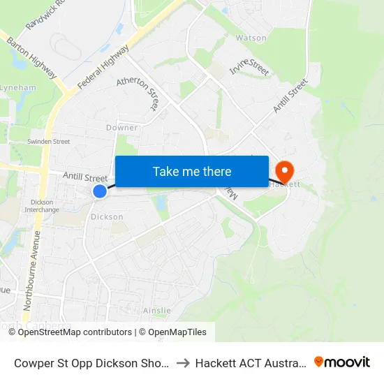Cowper St Opp Dickson Shops to Hackett ACT Australia map