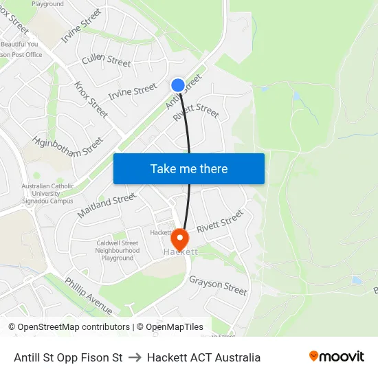 Antill St Opp Fison St to Hackett ACT Australia map