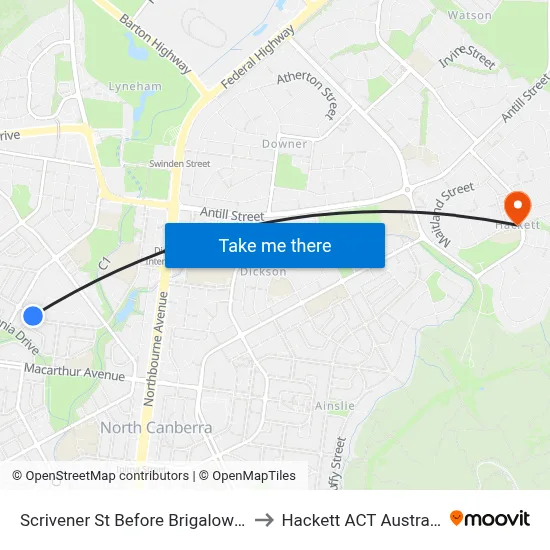 Scrivener St Before Brigalow St to Hackett ACT Australia map