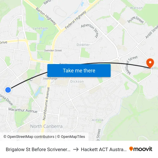 Brigalow St Before Scrivener St to Hackett ACT Australia map