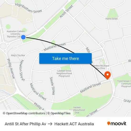 Antill St After Phillip Av to Hackett ACT Australia map