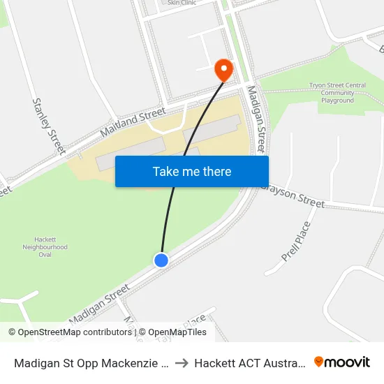 Madigan St Opp Mackenzie St to Hackett ACT Australia map