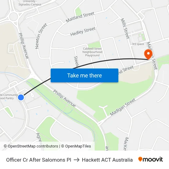 Officer Cr After Salomons Pl to Hackett ACT Australia map