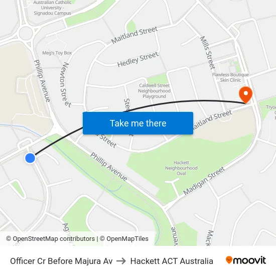 Officer Cr Before Majura Av to Hackett ACT Australia map