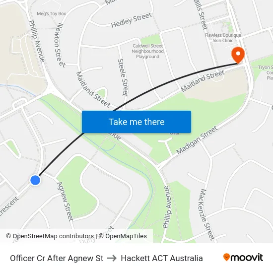 Officer Cr After Agnew St to Hackett ACT Australia map