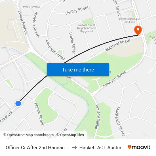 Officer Cr After 2nd Hannan Cr to Hackett ACT Australia map
