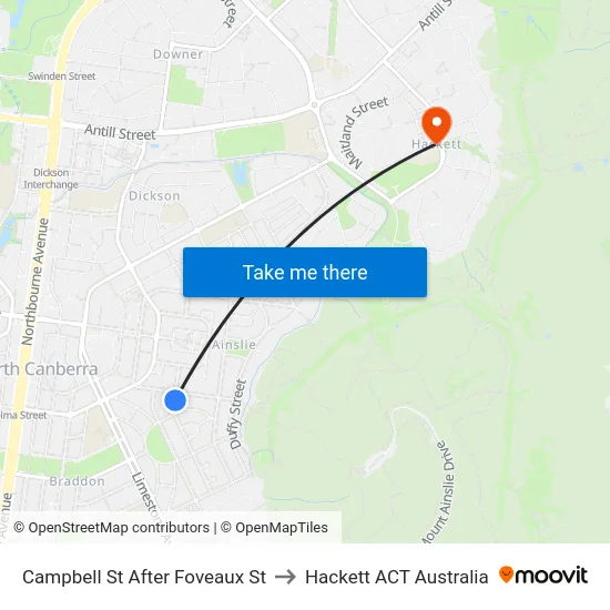 Campbell St After Foveaux St to Hackett ACT Australia map
