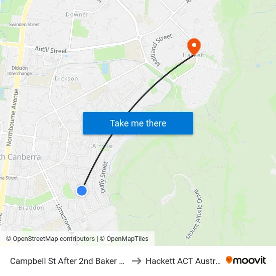Campbell St After 2nd Baker Gdns to Hackett ACT Australia map