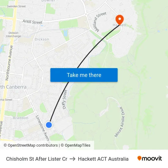 Chisholm St After Lister Cr to Hackett ACT Australia map