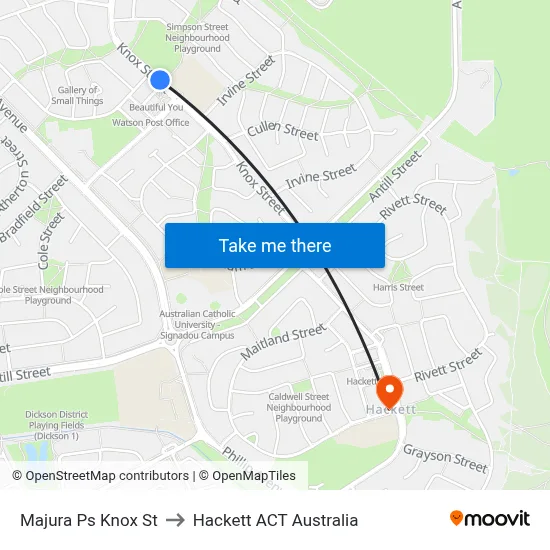 Majura Ps Knox St to Hackett ACT Australia map