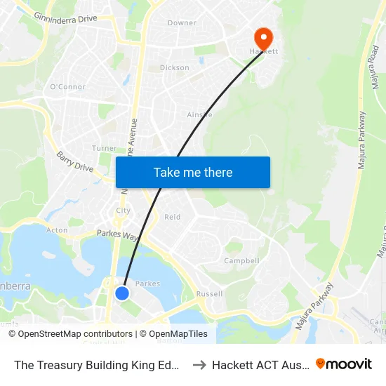 The Treasury Building King Edward Tce to Hackett ACT Australia map