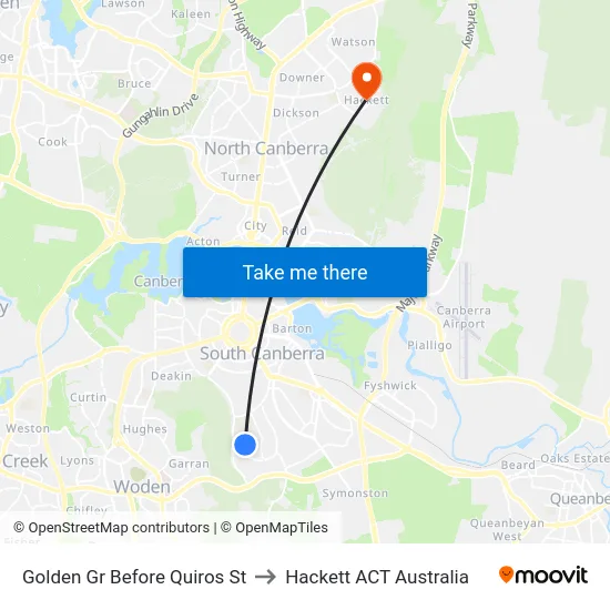 Golden Gr Before Quiros St to Hackett ACT Australia map