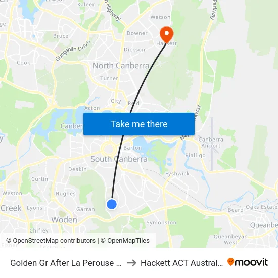 Golden Gr After La Perouse St to Hackett ACT Australia map