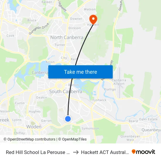 Red Hill School La Perouse St to Hackett ACT Australia map