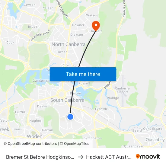 Bremer St Before Hodgkinson St to Hackett ACT Australia map