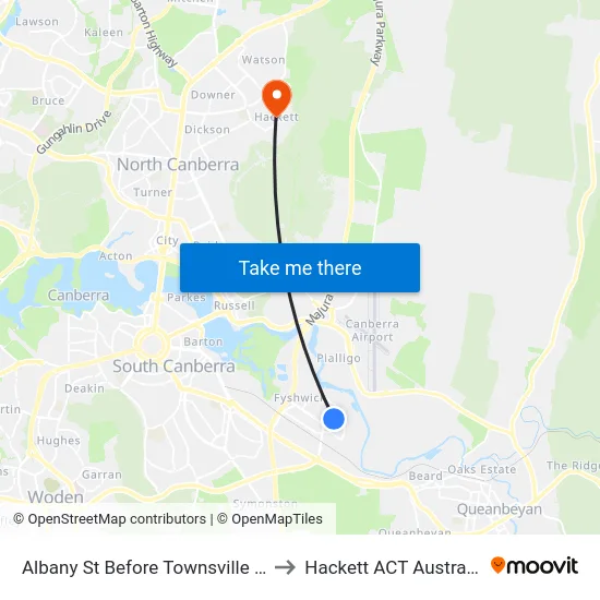 Albany St Before Townsville St to Hackett ACT Australia map