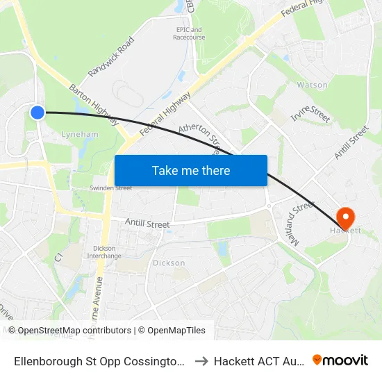 Ellenborough St Opp Cossington Smith St to Hackett ACT Australia map