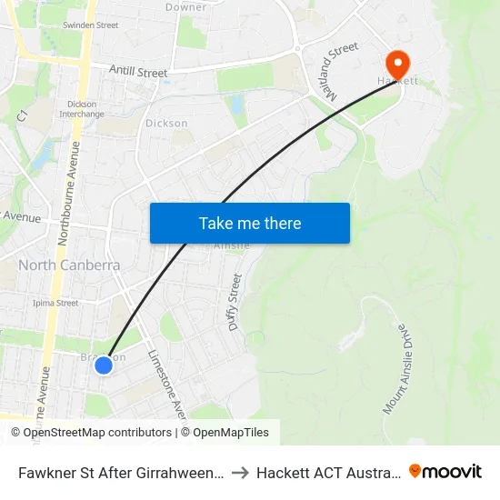 Fawkner St After Girrahween St to Hackett ACT Australia map