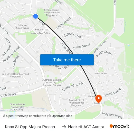 Knox St Opp Majura Preschool to Hackett ACT Australia map