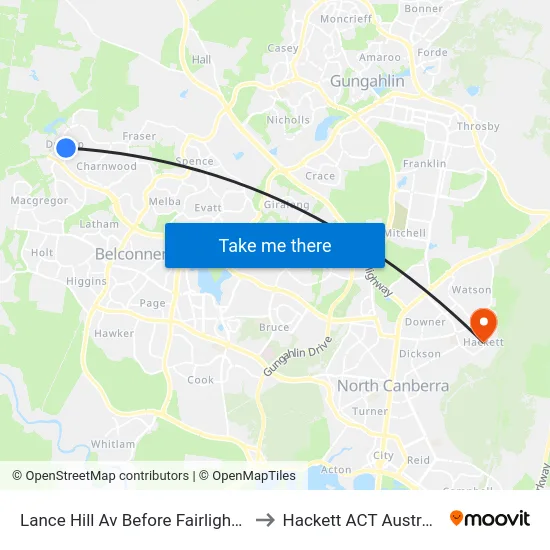 Lance Hill Av Before Fairlight St to Hackett ACT Australia map