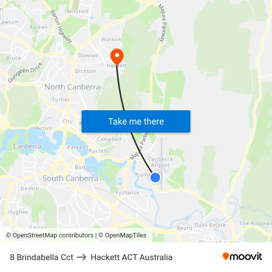 8 Brindabella Cct to Hackett ACT Australia map