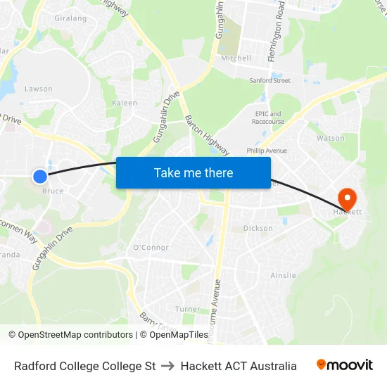 Radford College College St to Hackett ACT Australia map