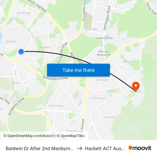 Baldwin Dr After 2nd Maribyrnong Av to Hackett ACT Australia map