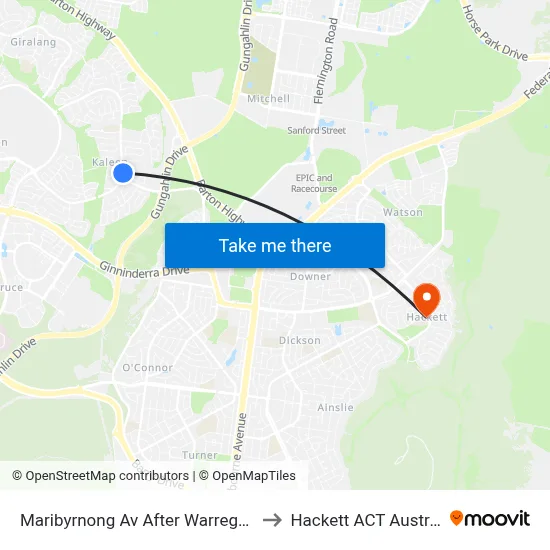 Maribyrnong Av After Warrego Cct to Hackett ACT Australia map