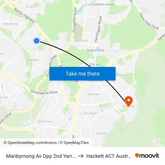 Maribyrnong Av Opp 2nd Yarra St to Hackett ACT Australia map