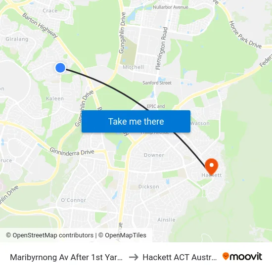 Maribyrnong Av After 1st Yarra St to Hackett ACT Australia map