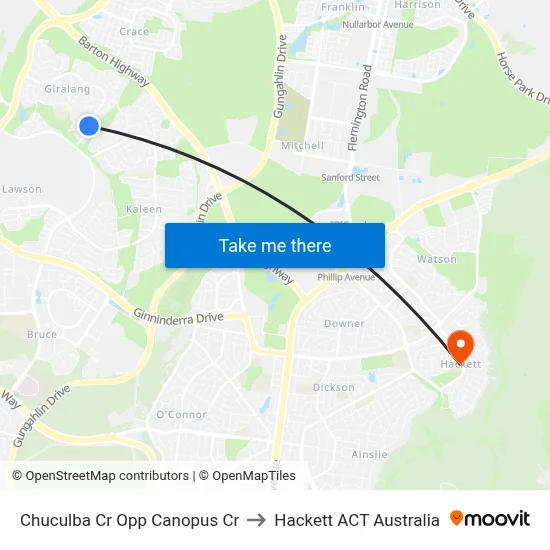 Chuculba Cr Opp Canopus Cr to Hackett ACT Australia map