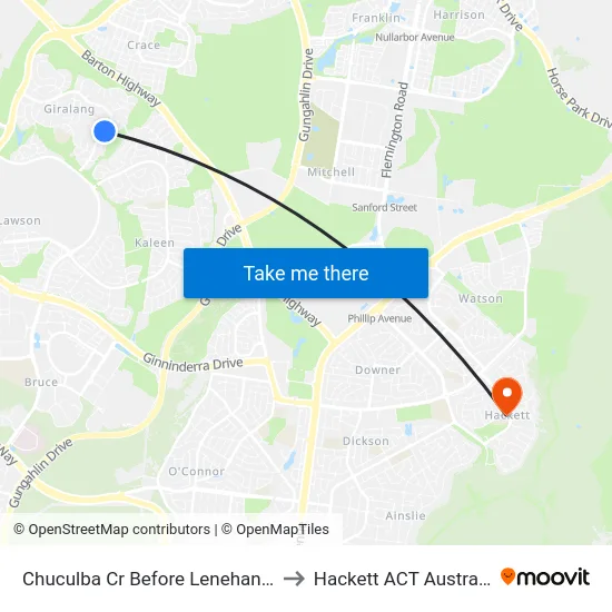 Chuculba Cr Before Lenehan St to Hackett ACT Australia map