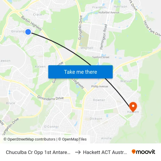 Chuculba Cr Opp 1st Antares Cr to Hackett ACT Australia map