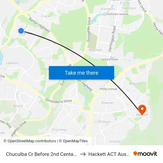 Chuculba Cr Before 2nd Centaurus St to Hackett ACT Australia map